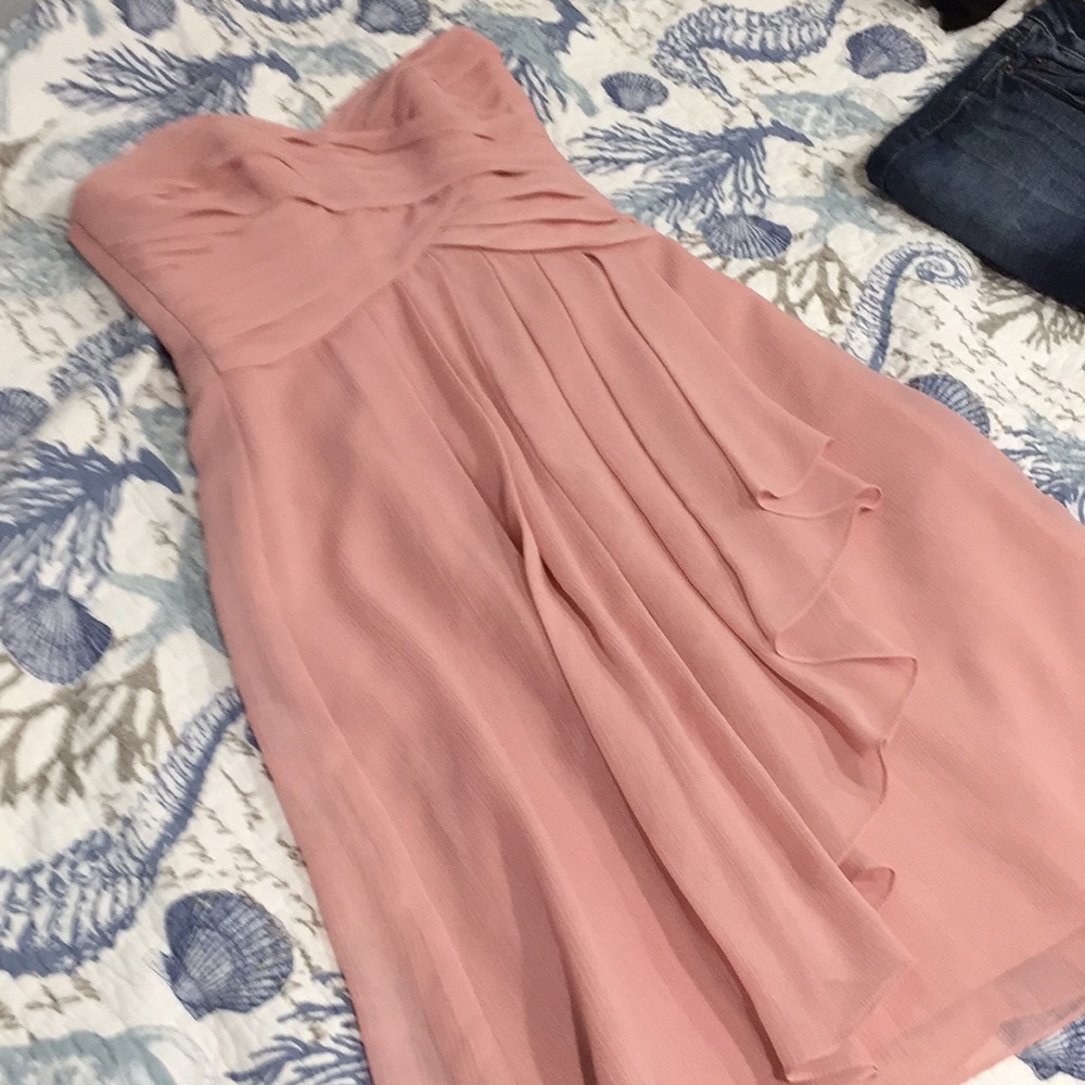 Pink strapless chiffon dress